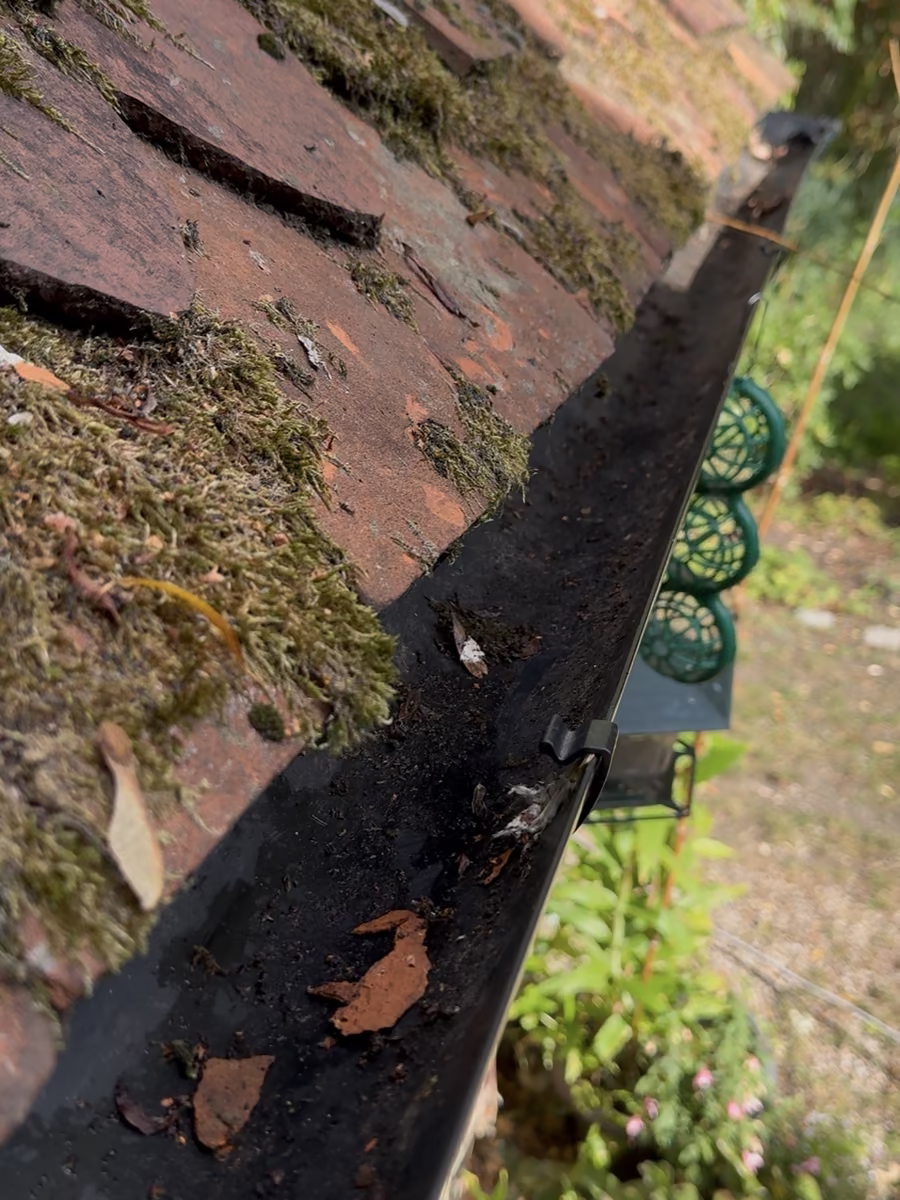 The same gutter cleared of leaves and debris after Just Jets gutter cleaning in Essex
